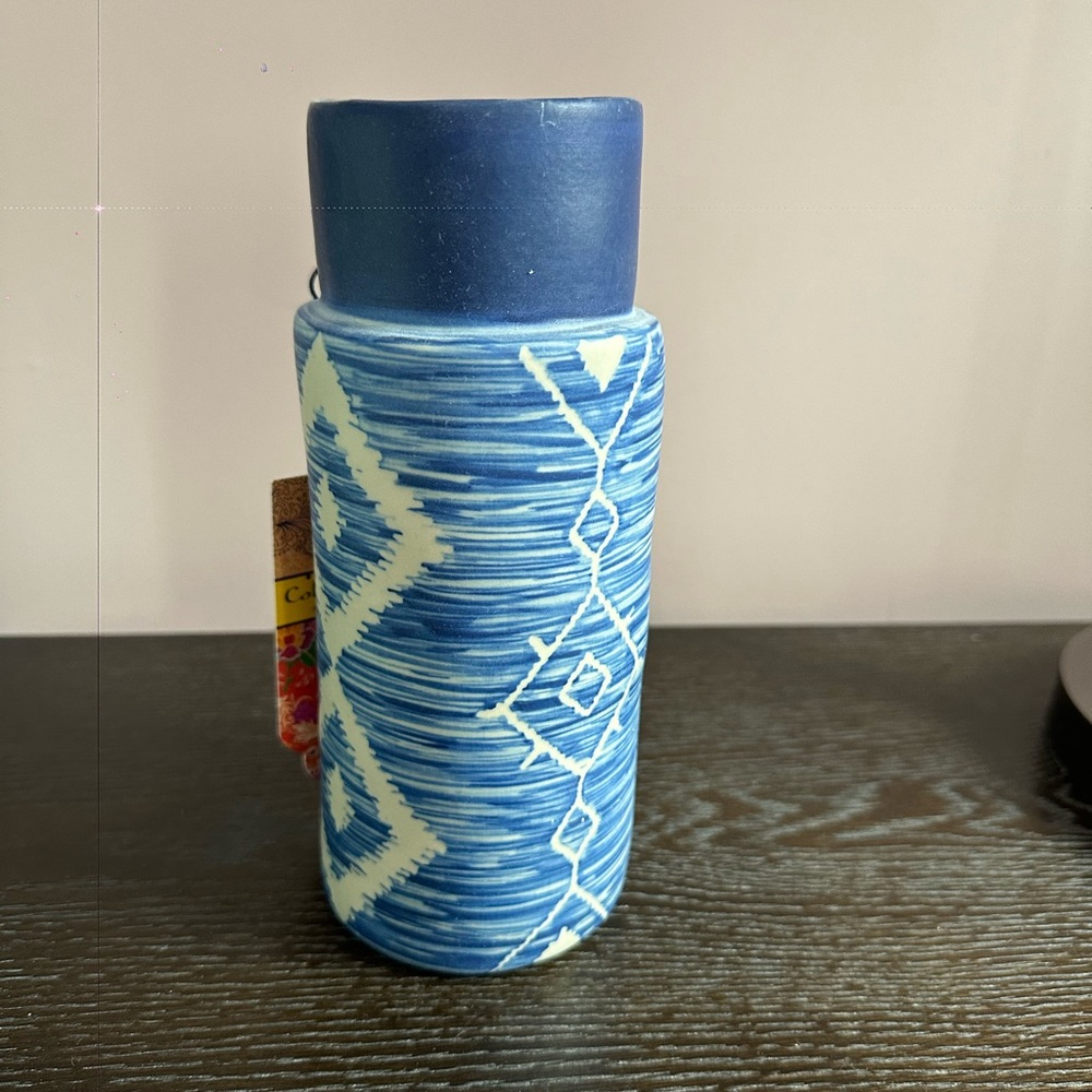 Ceramic Blue Patterned Vase